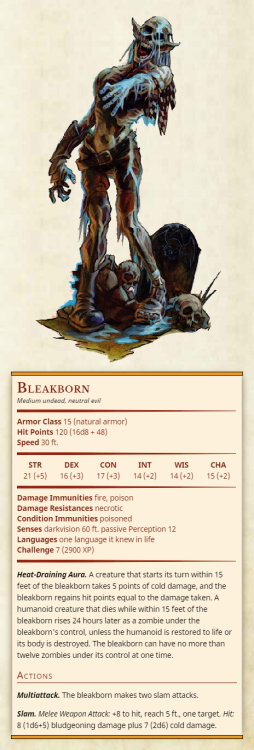 thirdtofifth: BleakbornMedium undead, neutral evilArmor Class 15 (natural armor)Hit Points 120 (16d8