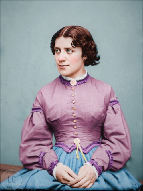 Anna Elizabeth Dickinson.Photographed by Mathew Brady, c. 1860.Colored by Lombardie Colorings.______