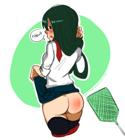 apinchofvanilla: getting really sleepy and ended up rushing a sloppy color and line job. Have some tsuyu- I’m gonna pass out now- (edited: forgot her boobs- whoops - fixed )