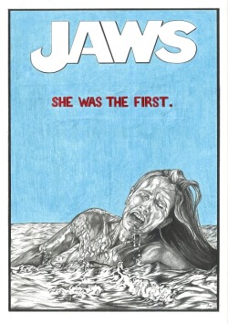 beautyliesinmovieposters:  JAWS alternative hand drawn movie poster designed by Matt Warren www.TheExiledElite.com