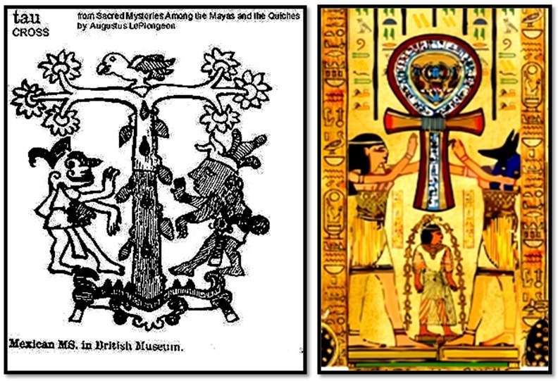 thelightofthecenter:  Aztec Tree of Life. Right: Egyptian Ankh cross of Life. Both
