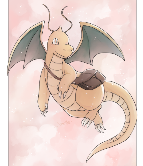  Dragonite sketch; playing with colors and brushes~ 