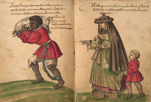 Spanish costumes from the &ldquo;Trachtenbuch&rdquo; by Christoph Weiditz, 1530s;Lady and gentleman 