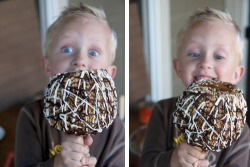 thecakebar:  Gourmet Caramel Apples Tutorial the kids face is priceless haha 