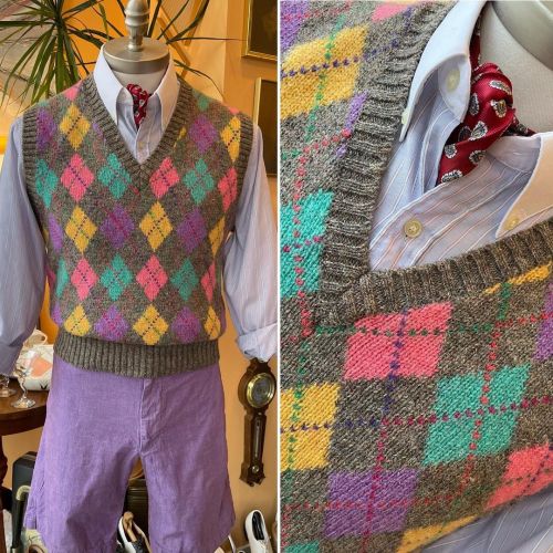 All things bright and beautiful! Vintage 1990s Chaps by Ralph Lauren wool sweater vest. Argyle patte