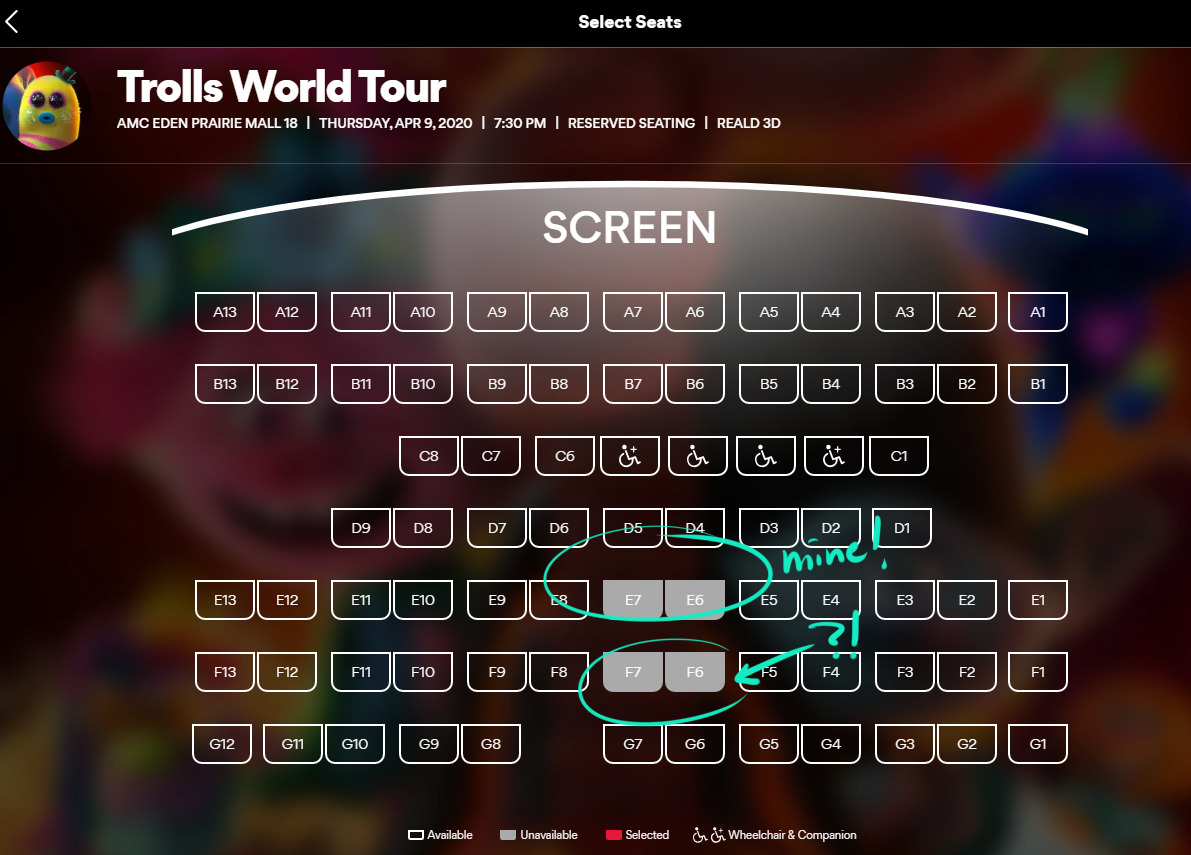 i bought my tickets for world tour! I cant believe theres apparently other people excited enough to see it they actually bought their tickets before me! I checked EVERY other theater within like 50 miles and this is the only one with seats taken. I...