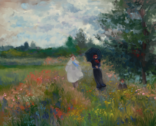 nathengyn: - care for a walk, brother francis?nanny with a parasol | en promenade avec warlock parod