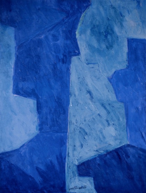 Serge Poliakoff, Composition bleue, 1960. Gouache.
