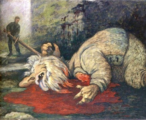 The end of a troll. Norwegian illustrator, Theodor Kittelsen (1857-1914).