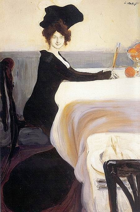 art-of-darkness:  Leon Bakst — Supper, 1902.     Painting: oil on canvas. State Russian Museum.  Lee