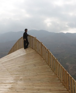 The Warp - John Lin + Olivier Ottevaere - a rest area and roadside market built as part of a post-earthquake reconstruction in Ludian town, Yunnan, China. 