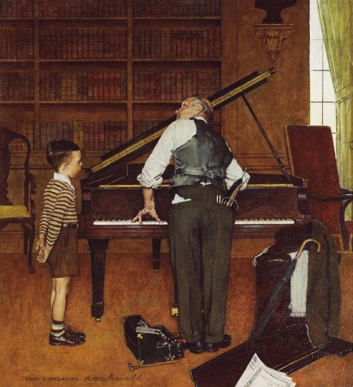 Piano Tuner (1947). Norman Rockwell (American, 1894-1978). Oil on canvas.Piano Tuner, in which a you