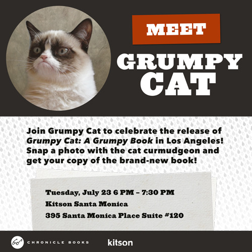 Meet Grumpy Cat this evening at Kitson Santa Monica from 6pm - 7:30pm! (Arrive early, there may be a line!)
 395 Santa Monica...