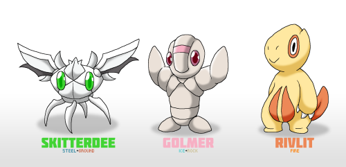 Three more little AI Generated fellas.Skitterdee the metallic pond-skater who’s not a water ty