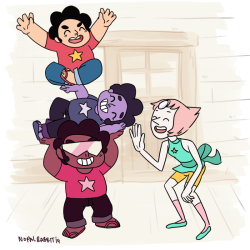 nopalrabbit:  I started drawing this last week before we found out they were playing Steven Tag. Which I already know is going down in my top 10 favorite SU moments. I love these dorks. edit: oh yeah! this was inspired by artemispanthar&rsquo;s awesome