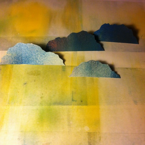 Some more 3D experimentation, using printed textures to make mini abstracted landscapes.