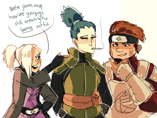 jununy:more #NARUTO_69MIN stuff!! i use every fucking prompt for team 10 hahahaha shit.