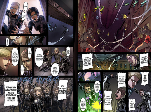 Chapter 105 Pages 6 - 7 colored (full-res)Got the RtL order right this time.edit: linked to full-res