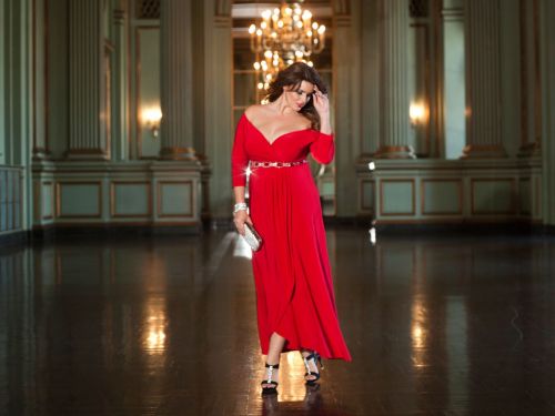 The Nadine Jeweled Gown in Ruby from Igigi by Yuliya Raquel