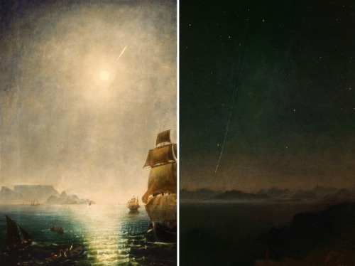 oldpaintings:The Great Comet of 1843 by Charles Piazzi Smyth (Italian-born Scottish, 1819–1900)