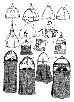 deathandmysticism: Mongol helmets from 13th to 15th centuries