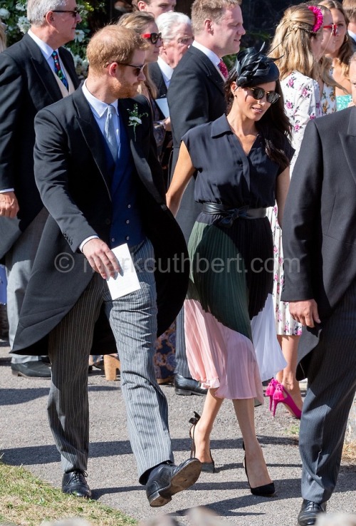 Aug 04: The Duke and Duchess of Sussex attend the Wedding of Charlie van Straubenzee and Daisy 