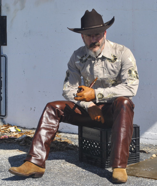 November 28, 2013.  Leather Cowboy Series.  Custom leather pants by Jason Pelky of Leatherwerks, Ft.