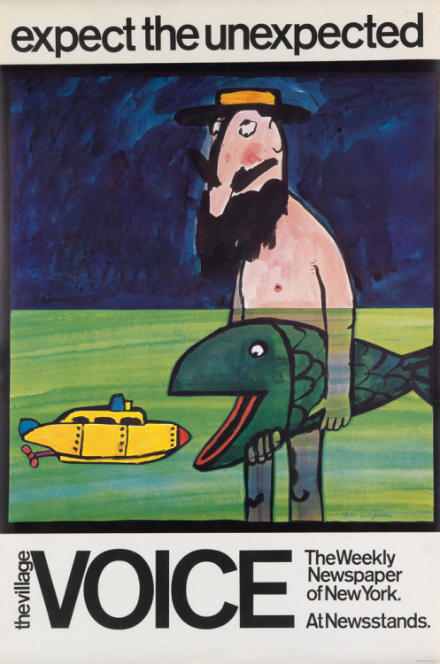Tomi Ungerer, poster campaign for the Village Voice, 1968. New York. Via Swann Galleries