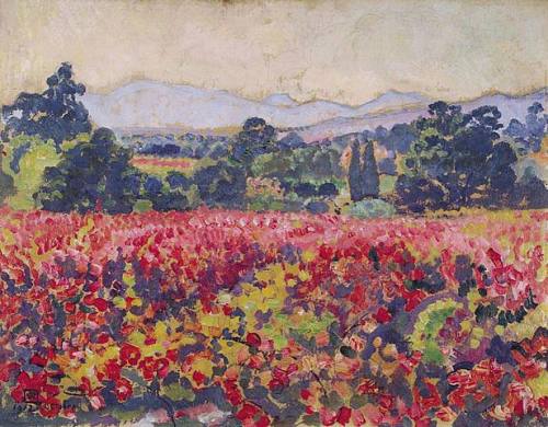 artist-rysselberghe: The vines in Saint Clair, 1912, Théo van RysselbergheMedium: oil,panel