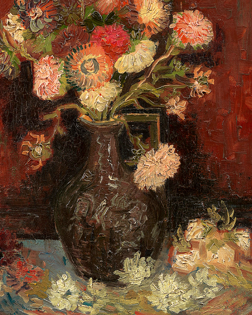 arsantiquis:  Vincent Van Gogh, detail of Vase with Chinese Asters and Gladioli.