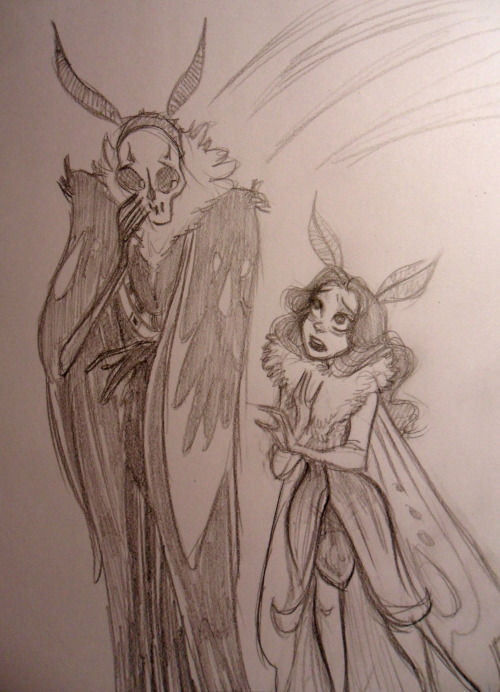 alvadee: Here’s a sketch of moth Erik and Christine…Erik is wearing a mask with a patte