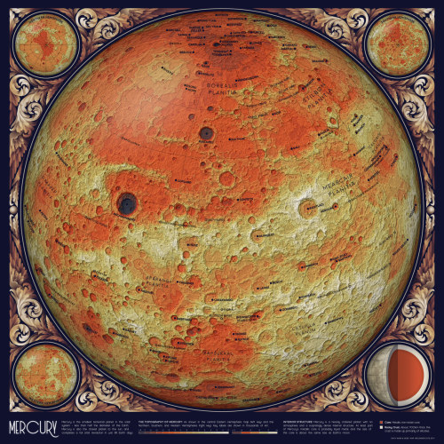 Topographical maps of Mars &amp; Mercury by Eleanor Lutz, 2019