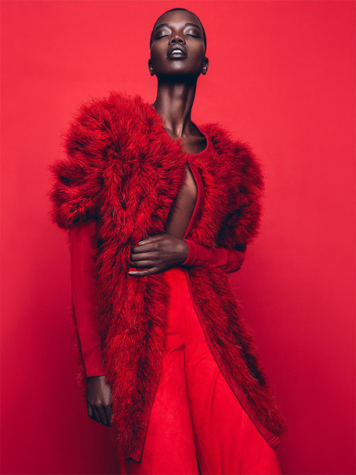 divalocity:  Red”She Said | Nykhor Paul for Marie Claire South Africa August 2015 Photography by Jes