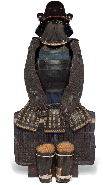 A NIMAI-DO GUSOKU [TWO-PIECE CUIRASS ARMOUR] with a menpo [face mask] with extensive drooping horse-