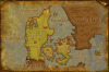 Denmark in the style of maps from the video game World of Warcraft.