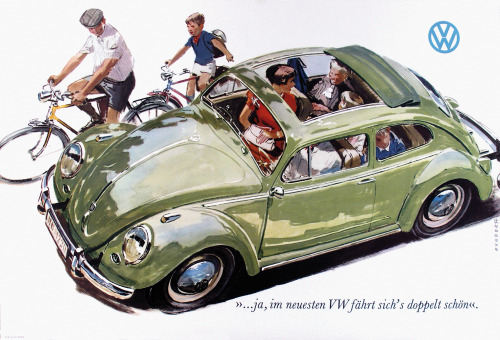 Viktor Mundorff, artwork for VW beetle poster, 1958. 