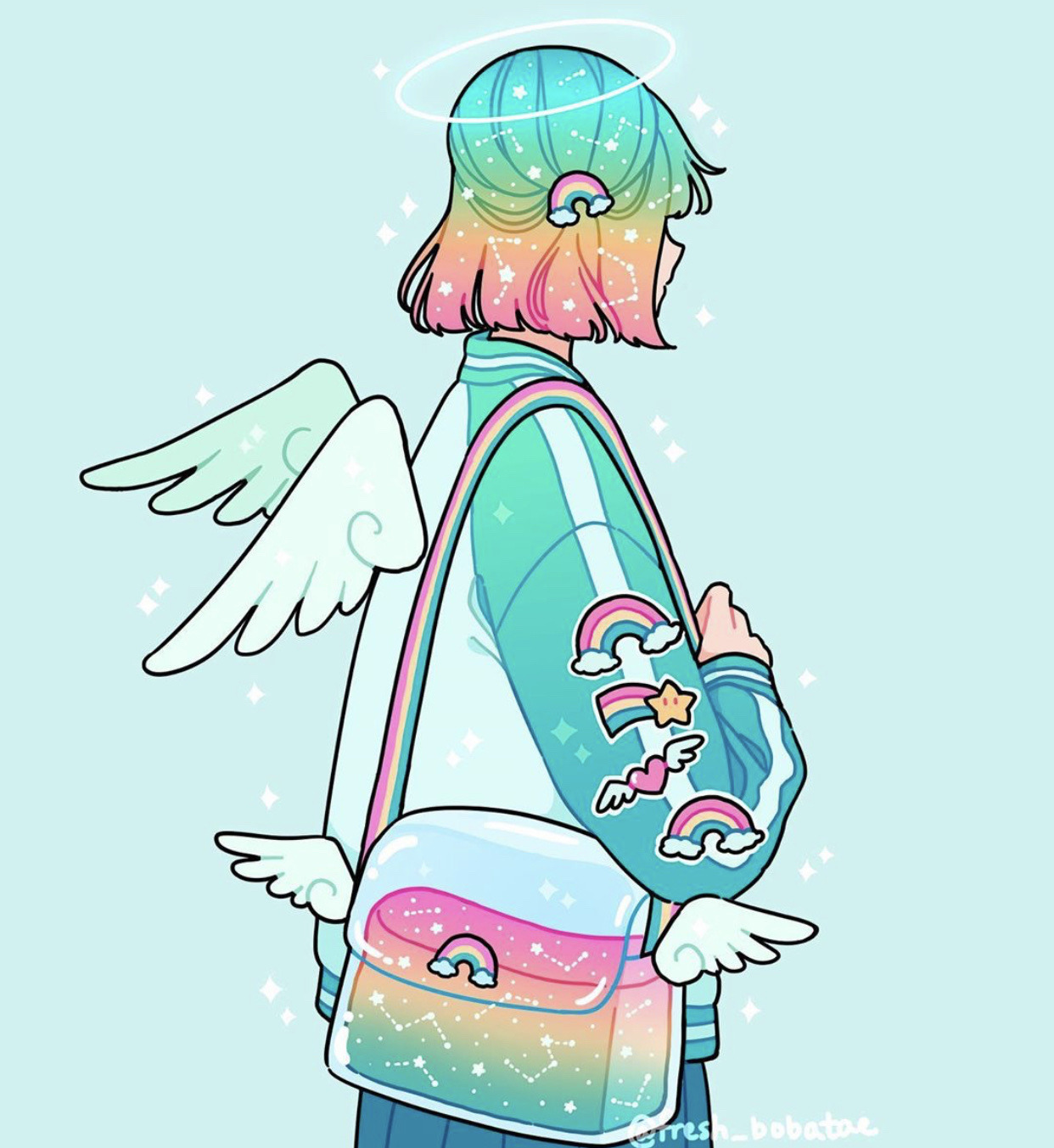 fresh-bobatae:Rainbow angel 🌈🌈🌈 