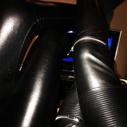 sexyinleather:  karinolava:  Me and @bettcanard rocking them sexy legs ;)  #leatherlegs  www.sexyinleather.tumblr.com 