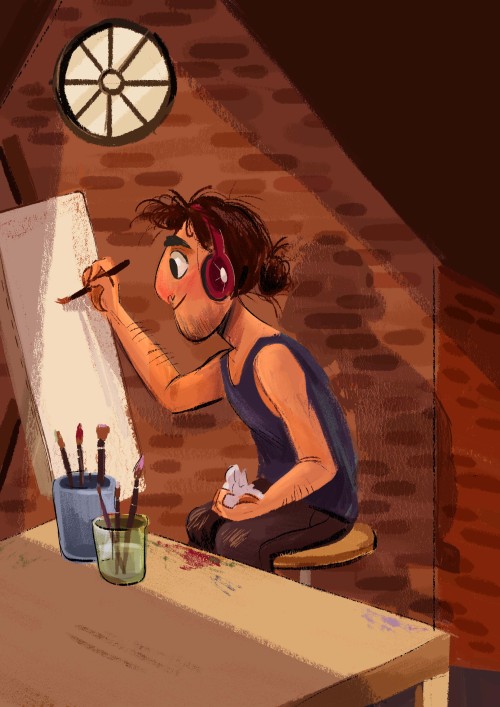 foxville:  working on a thing thats taking me a million years. dont know if i wanna have it lineless or with lines. urghhh WIPs are boring