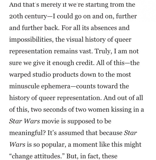 poemsingreenink:  thesaddestchorusgirlintheworld:  K. Austin Collins, Empty Gestures:   Are We Really Going to Pretend That Gay Kiss in The Rise of Skywalker Matters?      It’s true and you should SCREAM it. 