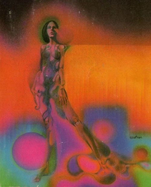 70sscifiart:Gene Szafran’s 1971 cover to Downward to the Earth, by Robert Silverberg