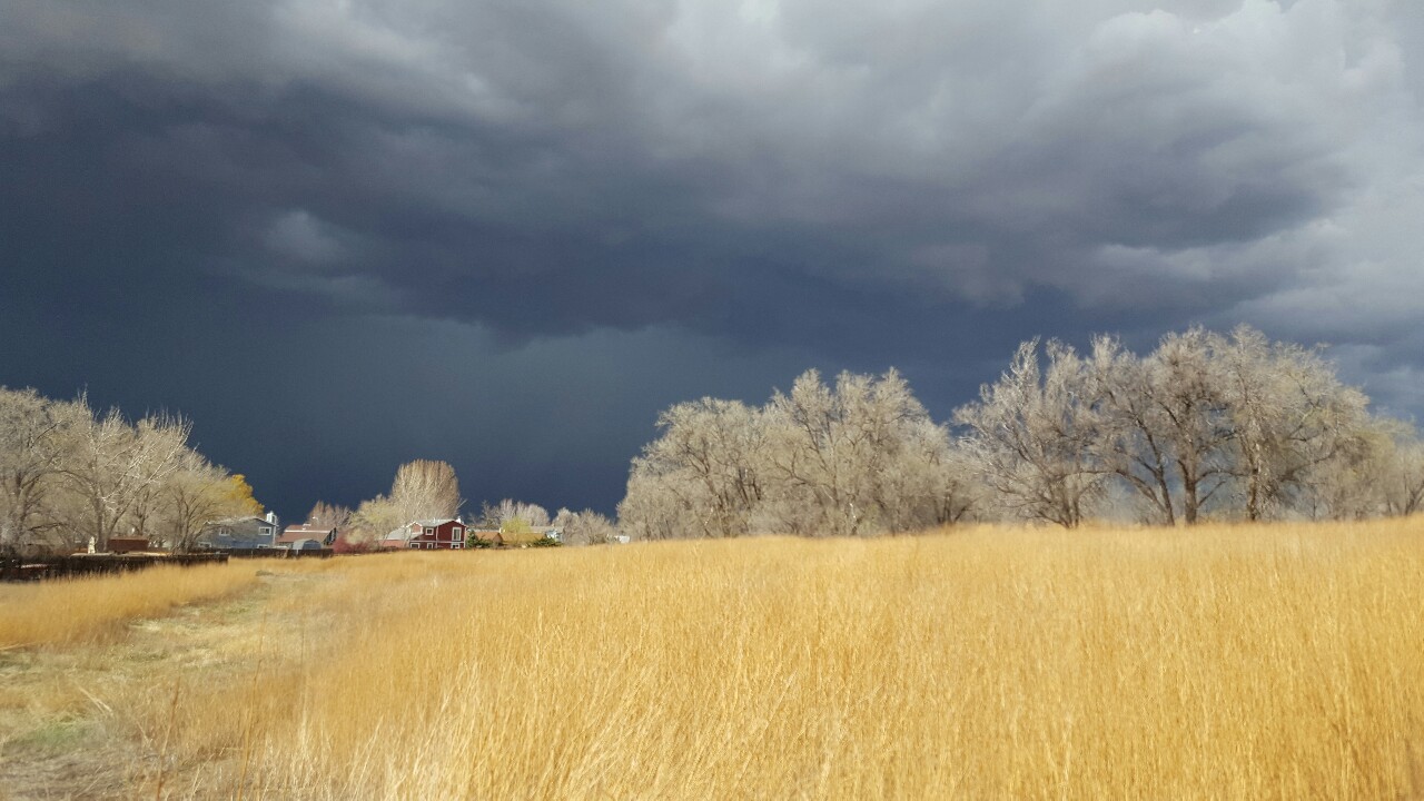dolefuldream: Ominous clouds in the distance on a sunny day. April 12th, 2016. 