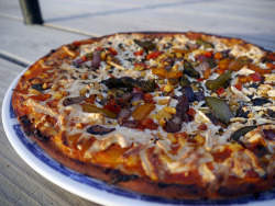 veganpizzafuckyeah:  The last of my frozen vegan pizzas! And now I shall starve. On top is the Daiya brand Fire-Roasted Vegetable pizza; the bottom is Daiya’s Mushroom &amp; Roasted Garlic flavor. The first one was basically everything you could want