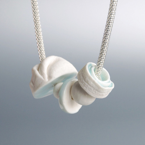 Ceramic jewellery inspired by textiles.Vanilla Kiln makes three of our favourite things rolled into 