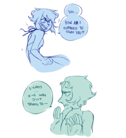 kingkimochi:  UHH AU where lapis is taken alongside the crystal gems but her and pearl don’t exactly get along at first??? until some events unfold… (playing along the idea that Pearl is “defective” and Lapis is holdin a grudge on her for wanting