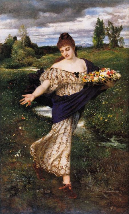 the-paintrist: womeninarthistory: Flora, strewing flowers, Arnold Böcklin Arnold Böcklin (