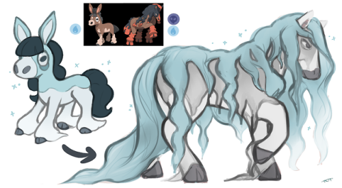 the-vanilluxe-treatment:Galar region variants for the Mudsdale line based off of Scottish water Kelp