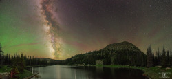 just&ndash;space:  Milky Way and red/green airglow over Moosehorn Lake, Utah  js 
