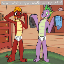 &ldquo;I wear them,&rdquo; Spike said, &ldquo;Though I have more than just briefs, I got a whole bunch of different underwear kinds like boxers and trunks.  I can&rsquo;t really decide on one style, so I wear according to what activities I&rsquo;ll be