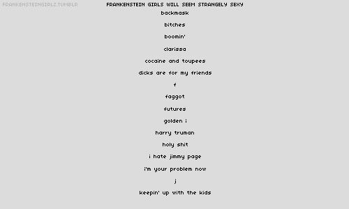 frankensteingirlz:Frankenstein Girls Will Seem Strangely Sexy is the second studio album by Ame
